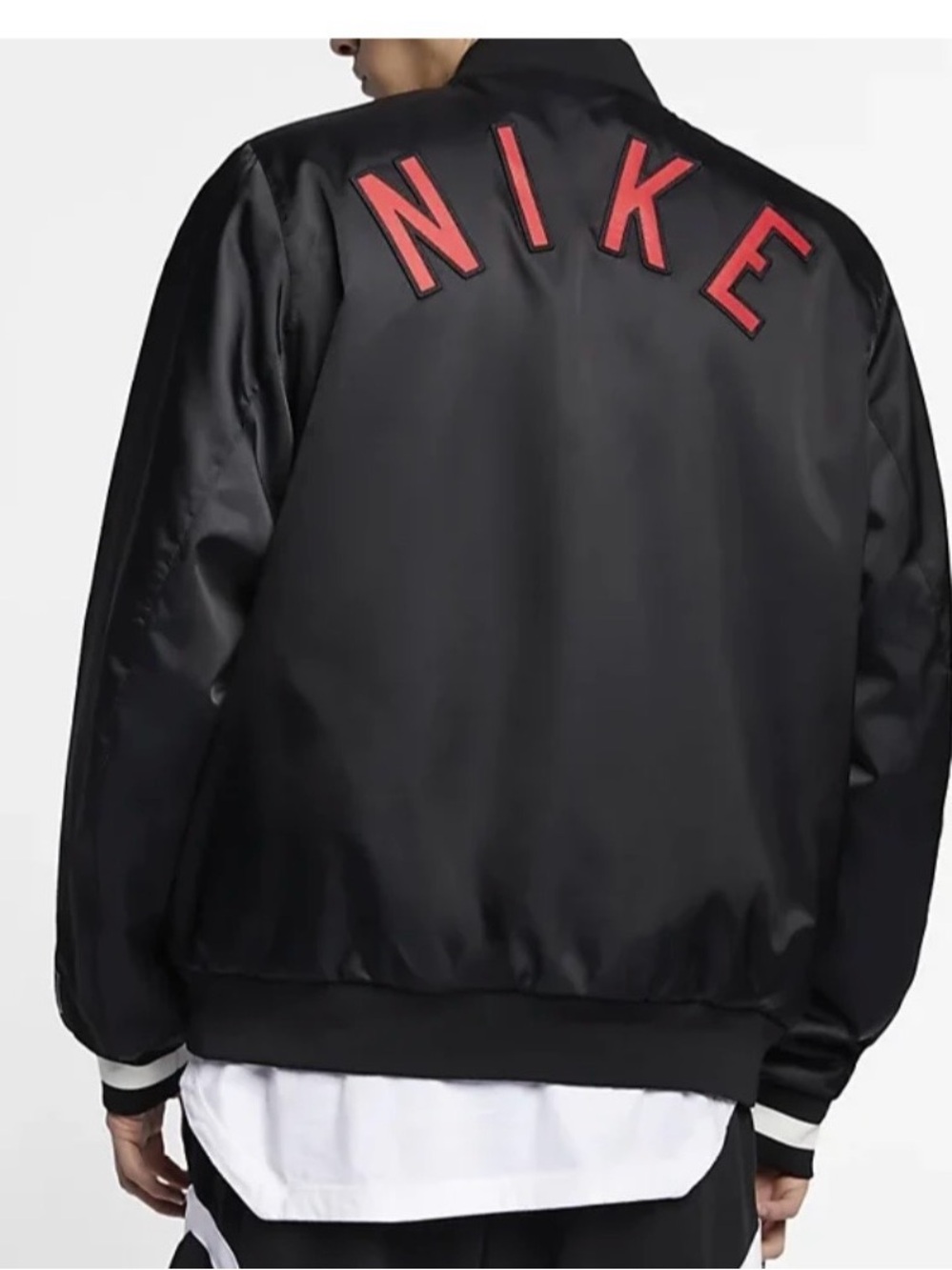 Nike Air Men’s Bomber Varsity Jacket Black Red Medium